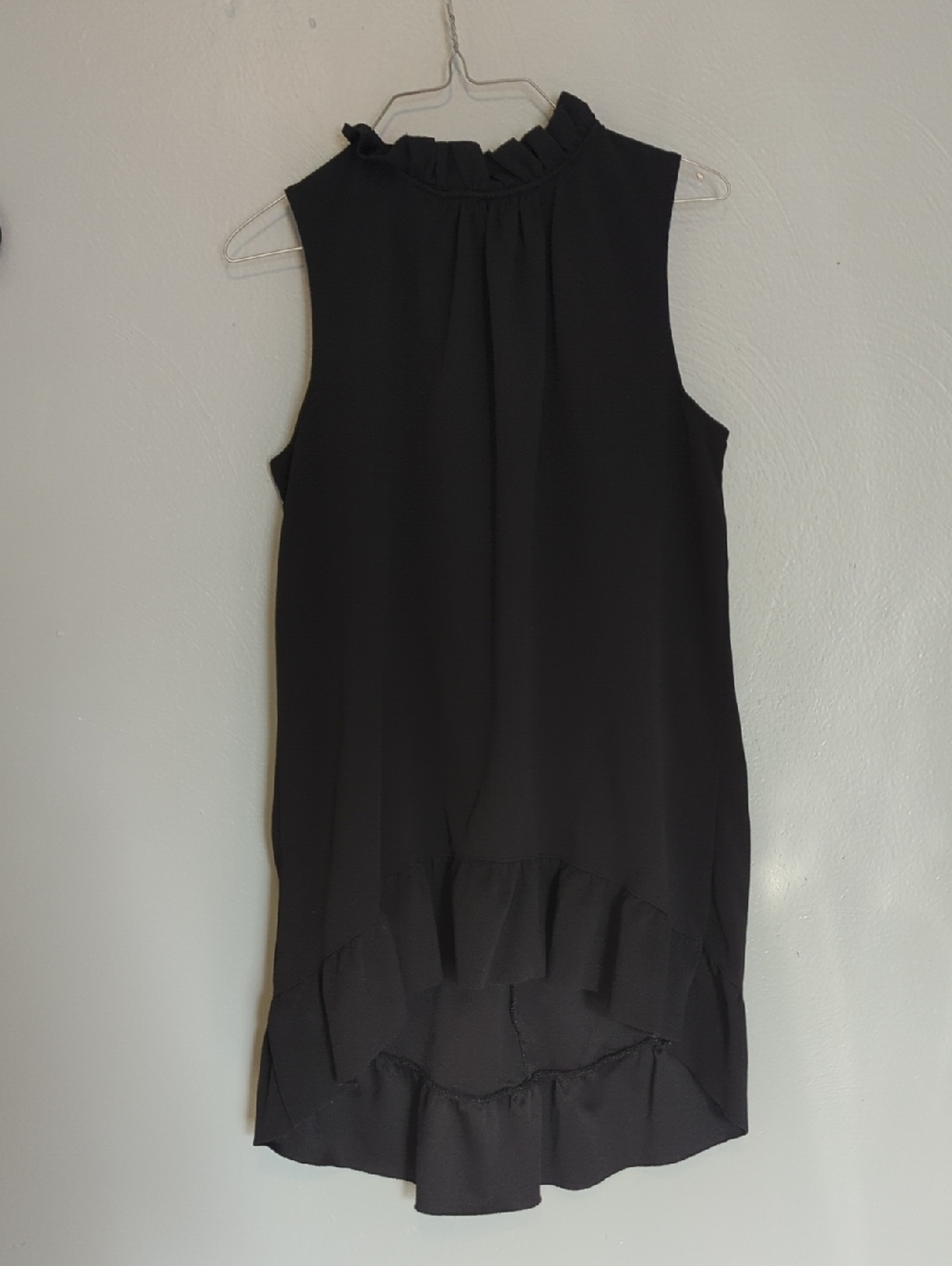 Lane Bryant Black Sleeveless High-Low Ruffle Tunic Top or mini Dres 10/12 Goth